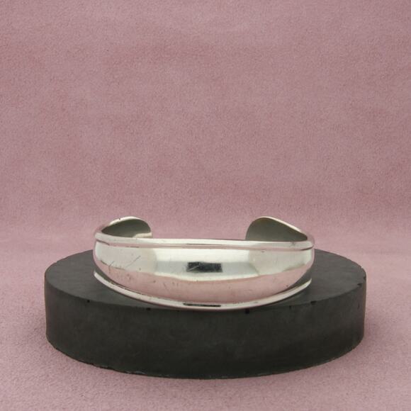 mexico sterling silver vintage beveled cuff bracelet size 6.5in - Picture 1 of 3